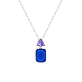 Asfour Crystal Chain Necklace With Fuchsia Emerald Pendant In 925 Sterling Silver-ND0435-BN